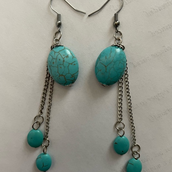 Turquoise Drop Earrings - Picture 1 of 3